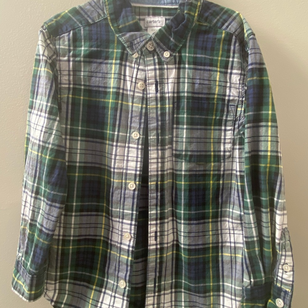 Carters Long Sleeved Button Down Plaid Shirt
